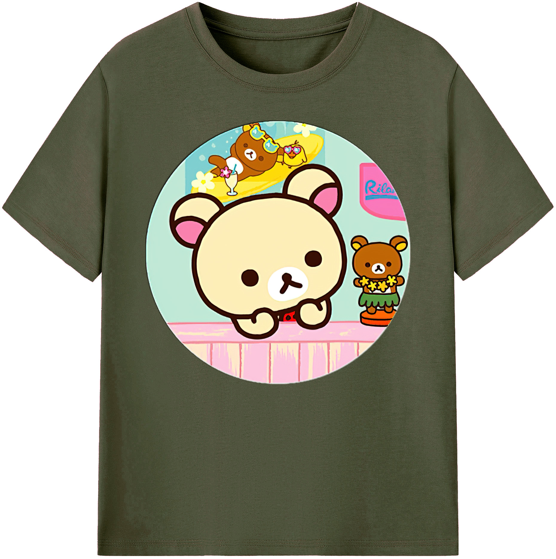 （画像用） リラックマ リラックマ キイロイトリ Rilakkuma Korilakkuma Kiiroitori 綿100％ メンズ半袖Tシャツ｜肌触りやわらか＆通気性
